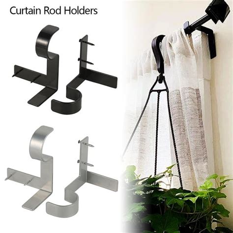 no screw curtain brackets metal|temporary curtain rod hooks.